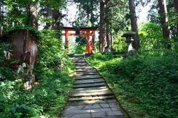 A red torii signals that you're nearly at the top - a welcome relief after all those steps!