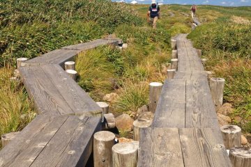 Wooden walkways make this section of the trail easy, but in other places you'll have to scramble over rocks.