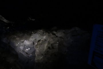 Ice along the path inside Ice Cave