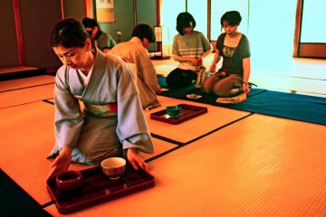 Pause for a rest and enjoy a refreshing cup of green tea.
