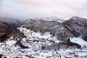 The view from the summit of Yamadera is beautiful in the snow.