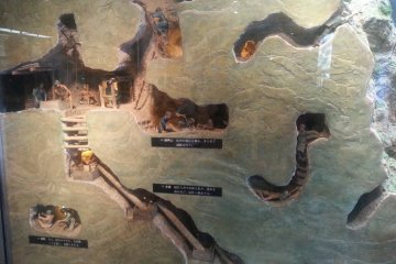In the museum display, a cut-away model of part of the mine
