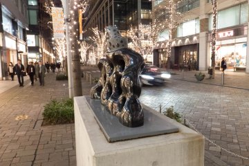 Passing by one of several interesting sculptures