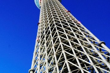 The Tokyo Skytree Tower can be seen from some of the streets of Nihonbashi