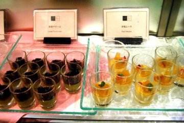The best Green Tea Mousse and Pear Desserts at the Imperial Hotel Buffet in Hibiya Park Tokyo