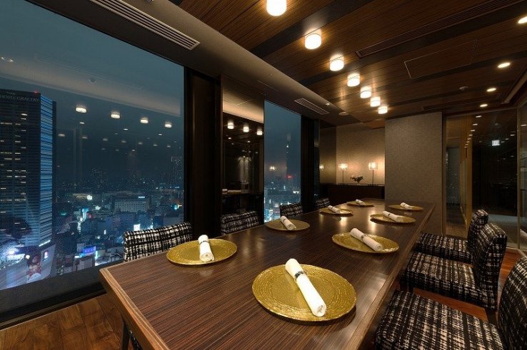 Spacious interior against a panoramic skyline
