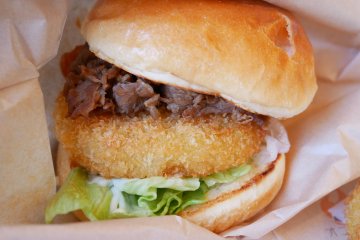Close-up of the beef burger
