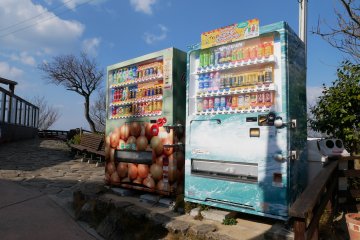 Vending machines nearby with onion designs on them