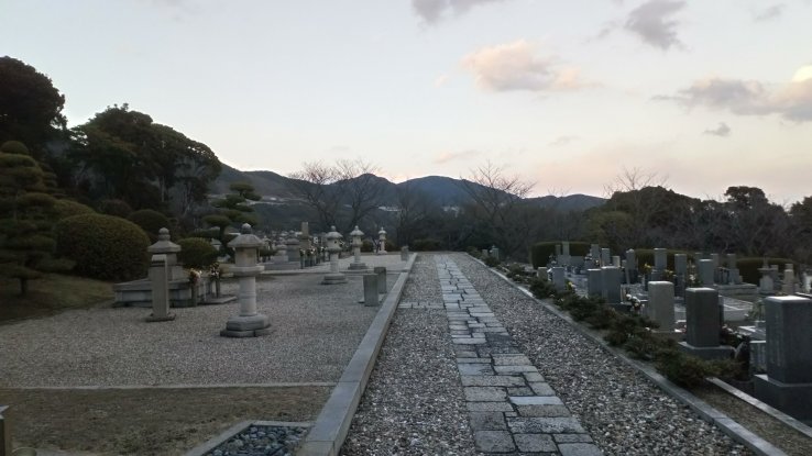 View from the older temple on the graveyard