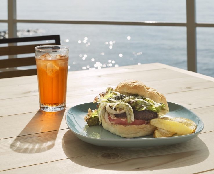 Awaji burger with sea view