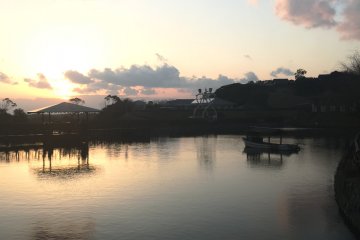 View over the lake of Goshiki Wellness Park