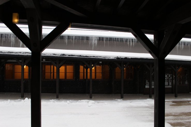 Gangi wooden walkways with icicle-lined roofs