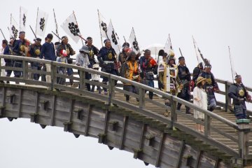 The gunners make there way over the bridge after completing their impressive display