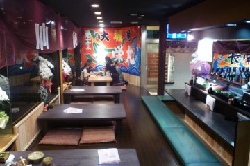 The colorful interior of Okaeri