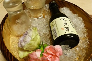 Cold sake on ice