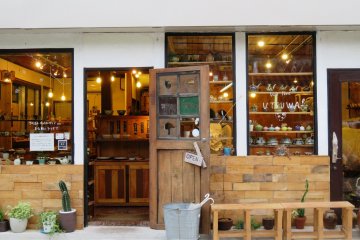 Enter the old coffee house door to Utsuwa pottery store