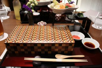 A Hakone parquetry-inspired serving adds a sense of anticipation and wonder to this course.