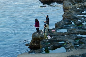 Family enjoy fishing