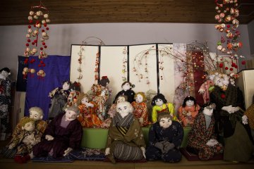 Some of the finished scarecrows that reside in the main hall.