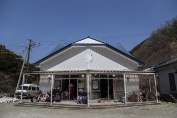 The main hall that houses the scarecrows that are being made.