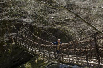 This is one of the Oku-Iya vine bridges, away from the more touristy Kazurabashi