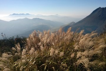 On the other, mist-covered mountains