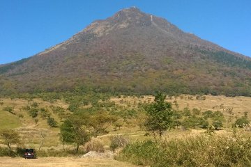 Mount Yufu near the hot spring town of Yufuin; if seen from the south, it has a nearly perfect shape