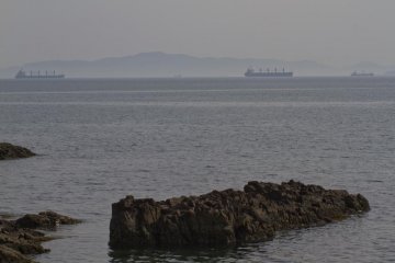 Large ships abound here near the Kanmon Strait