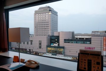 Tokushima Station is right across the square—very convenient for people coming by train