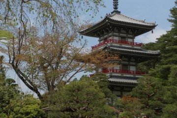 Close up the garden's pagoda.
