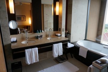 <p>Luxurious bathroom with a view</p>