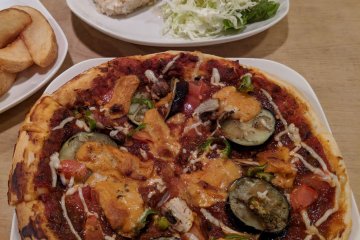 The eggplant topped pizza will have you planning a return visit.