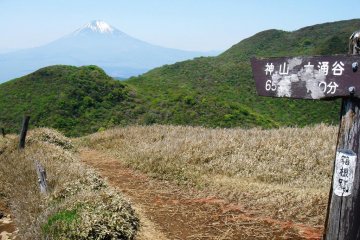 Hiking trail leading from the summit of Komagatake