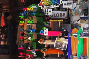 Many of the shops along Meiji Dori stock skateboards and related merchandise