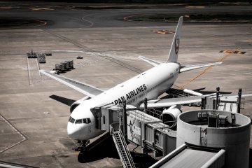 At certain points this observation deck allows you to see several airplanes in transit 