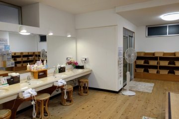 Inside the bath changing room
