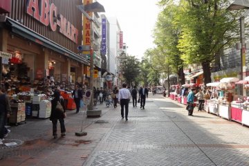 Strolling along the Isezaki-cho Mall, on the way to Yurindo.