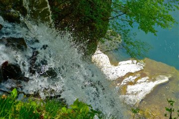 Falls flowing into the river