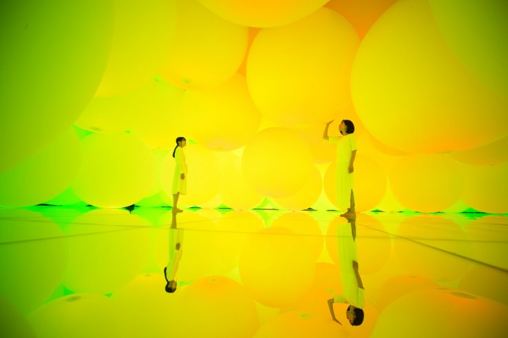 Expanding Three-dimensional Existence in Intentionally Transforming Space - Free Floating, 12 Colors // teamLab, 2018