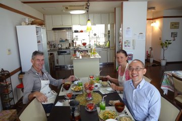 We eat what they cooked for lunch right there in the kitchen