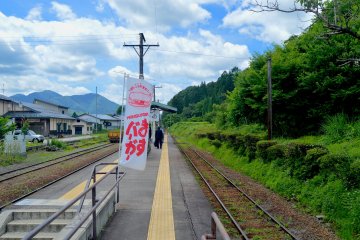 Flag of trout burger on the platform 