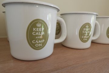 Adorable metal camping mugs!