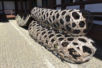 Bamboo frames for river flow control 