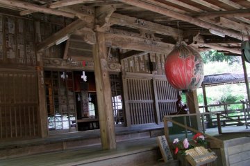 The temple is composed of beautiful dark wood