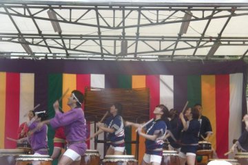 Taiko drummers putting on a show to remember