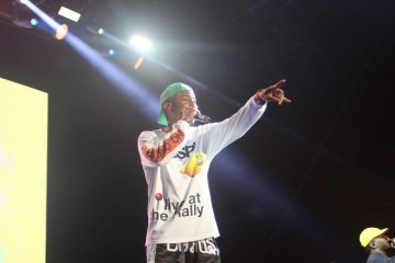 Pharrell Williams performing with N.E.R.D.