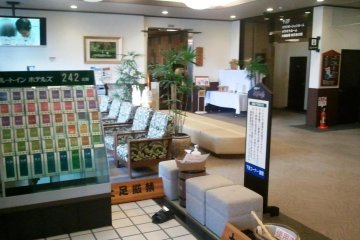 A view of the hotel lobby