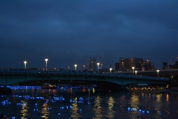 LEDs beginning to float along the river.