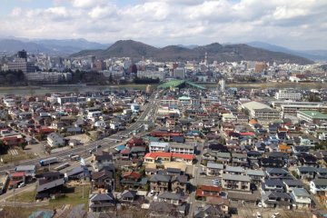 <p>Caches can lead you to great viewpoints, such as this one over Fukushima City.</p>