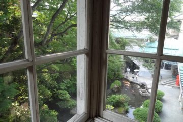 Birdseye view of the koi fish pond